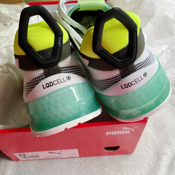 NIB PUMA LQD Cell Optic XI Men's Shoe in White/Green Glimmer Size 9 - Picture 4 of 5